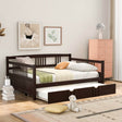 Full Solid Wood Espresso Daybed With Twin Trundle - Sleep Galleria