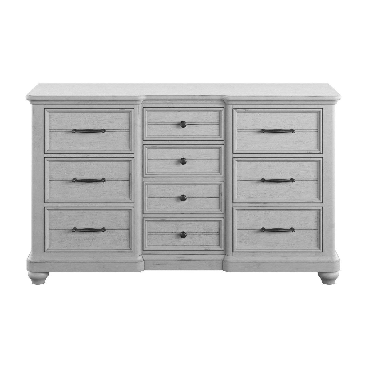 Gray Solid Wood 10 - Drawer Coastal Farmhouse Dresser - Dreamtide - Omega Lifestyles