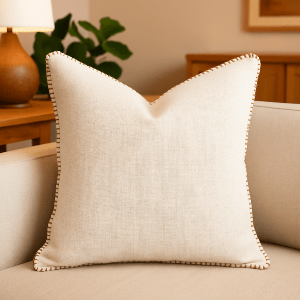 Ivory Linen - Style Decorative Stitch Throw Pillow - Dreamtide - Omega Lifestyles