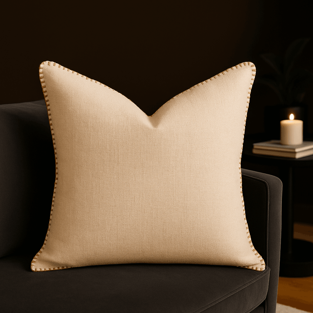 Ivory Linen - Style Decorative Stitch Throw Pillow - Dreamtide - Omega Lifestyles