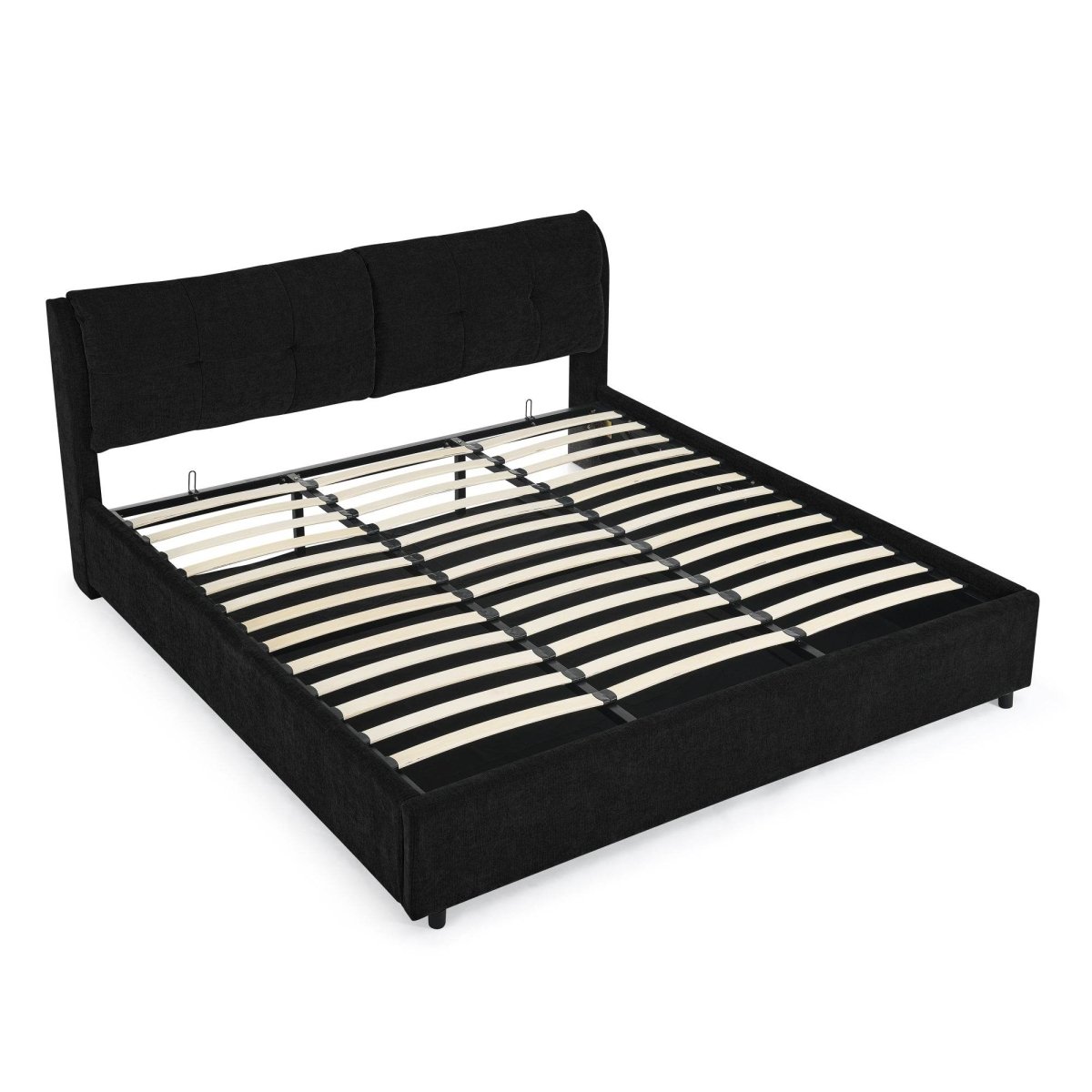 King Chenille Upholstered Hydraulic Storage Platform Bed Frame - Dreamtide - Omega Lifestyles