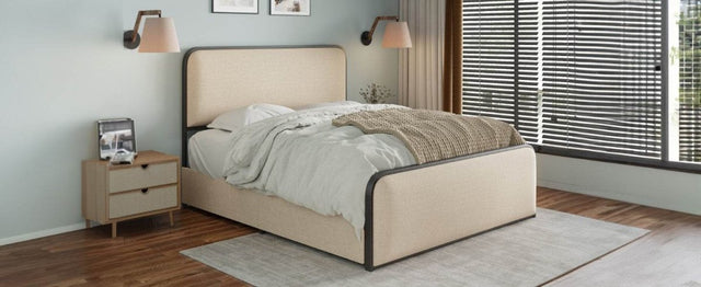 King Modern Metal Upholstered Bed Frame With Storage Drawers - Omega Lifestyles