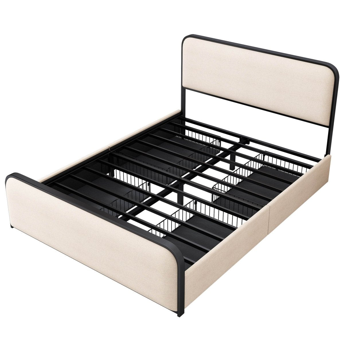 King Modern Metal Upholstered Bed Frame With Storage Drawers - Dreamtide - Omega Lifestyles