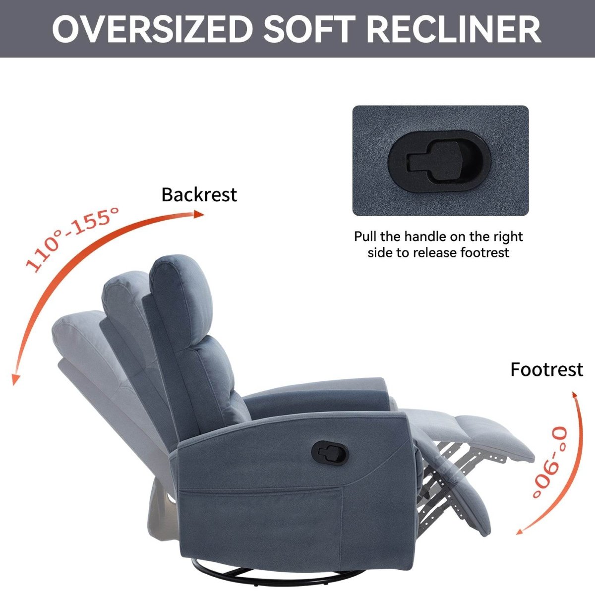 Manual Swivel Rocking Recliner Chair With Cushion Back - Dreamtide - Omega Lifestyles