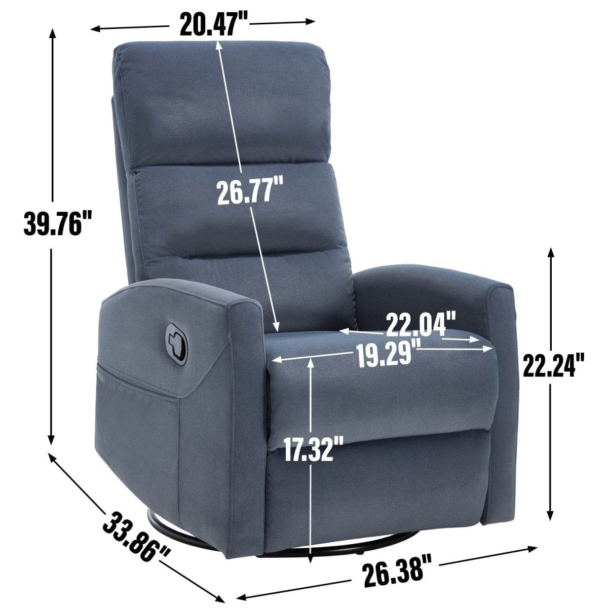 Manual Swivel Rocking Recliner Chair With Cushion Back - Dreamtide - Omega Lifestyles
