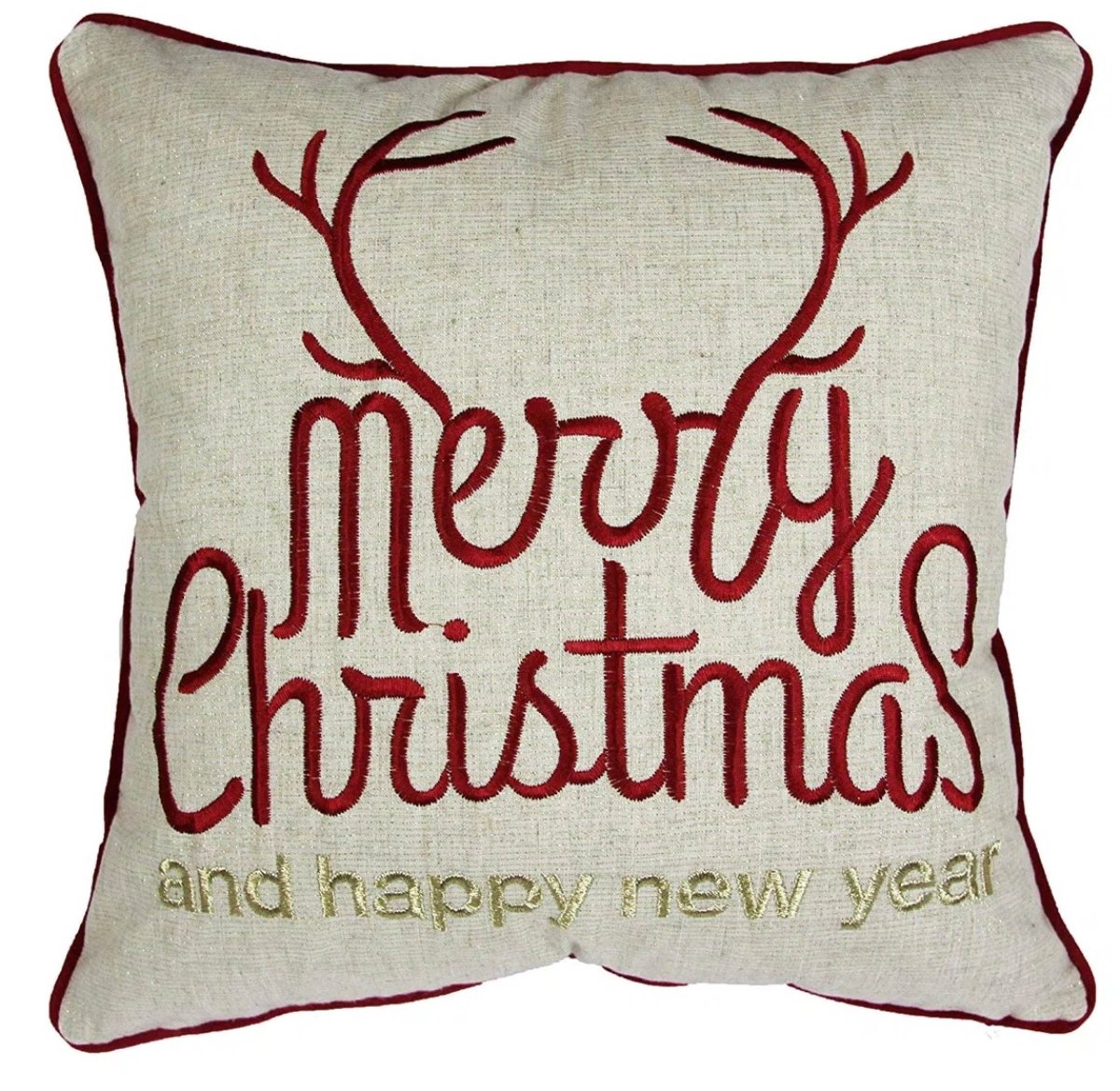 Merry Christmas Gold Accent Polyester Throw Pillow 20x20 - Dreamtide - Omega Lifestyles