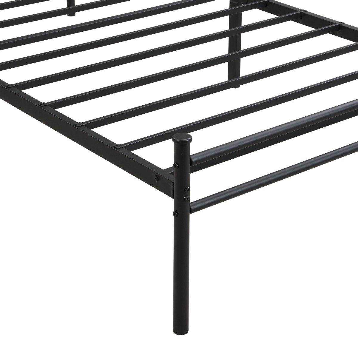 Metal Twin Size Bed Frame With Wood Panel Headboard - Sleep Galleria