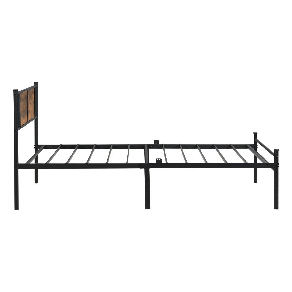 Metal Twin Size Bed Frame With Wood Panel Headboard - Sleep Galleria