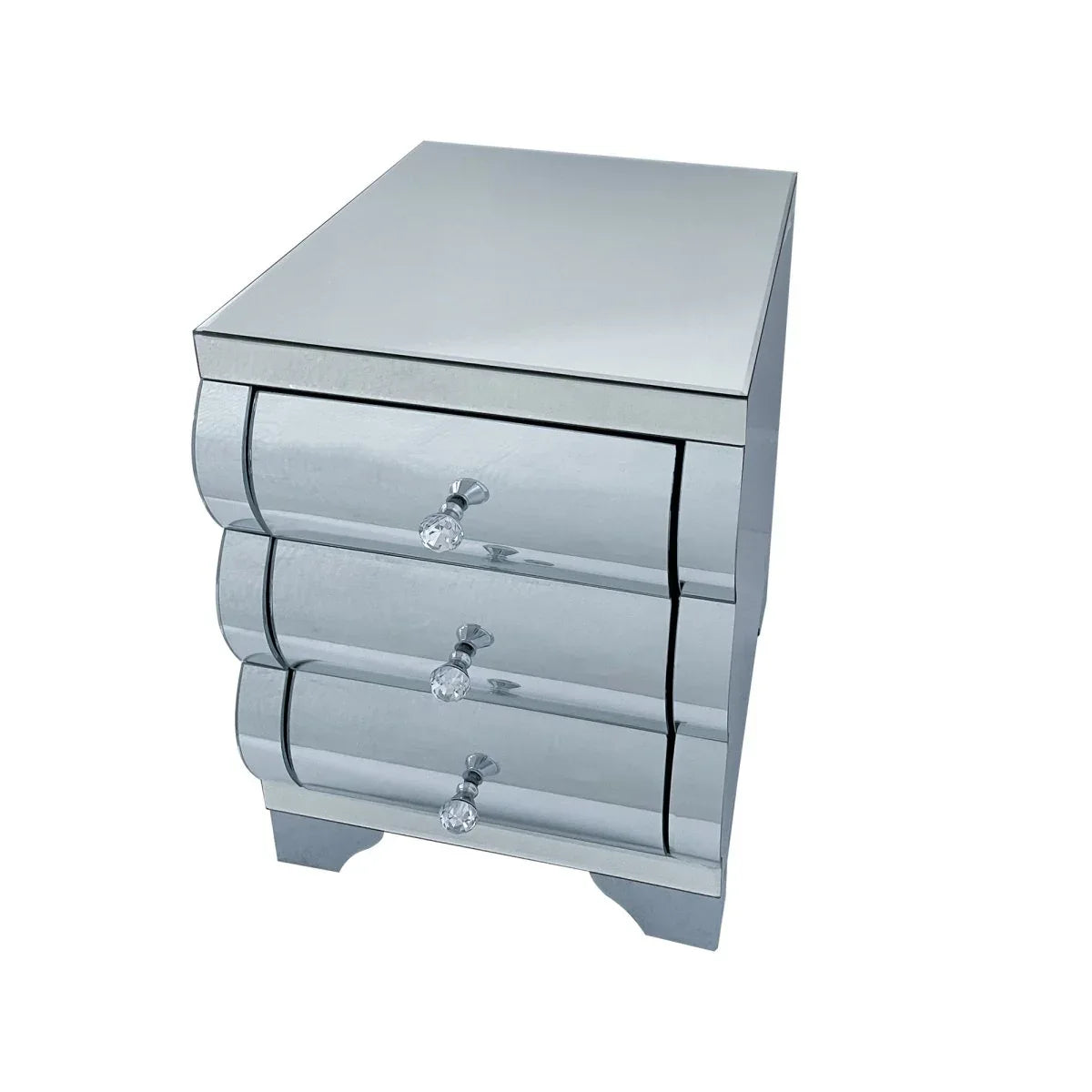 Mirrored Luxury Modern 3-Drawer Bedside Cabinet - Omega Lifestyles