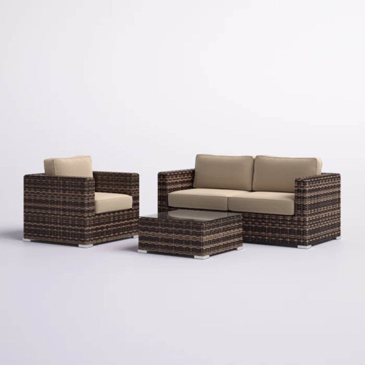 Modern Brown HDPE Wicker Outdoor Seating Group With Cushions - Dreamtide - Omega Lifestyles