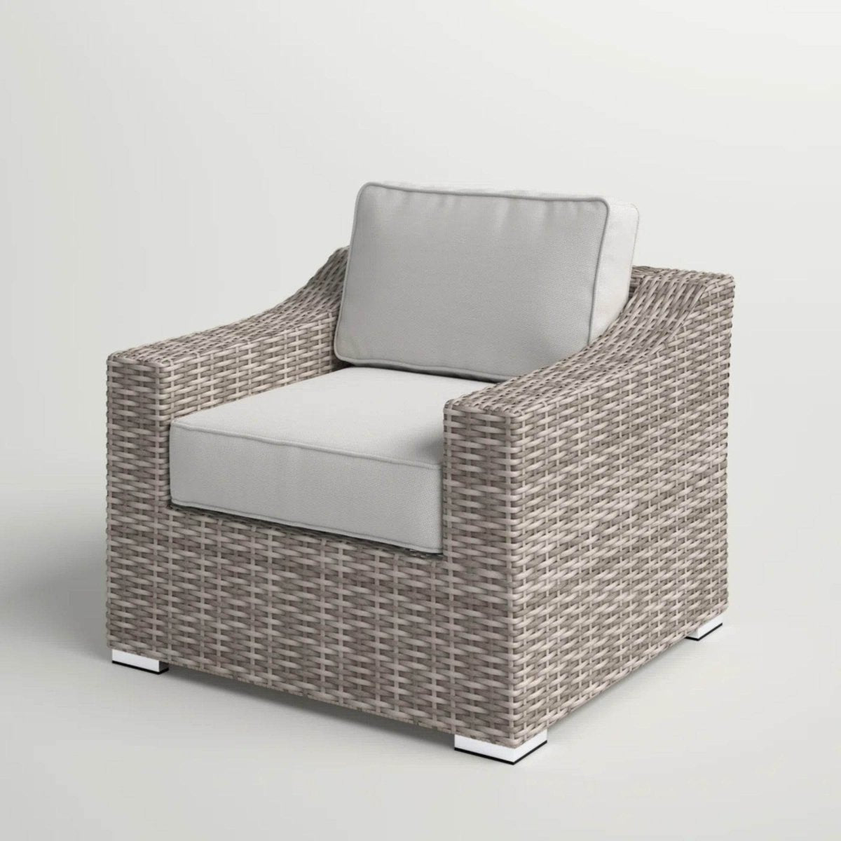 Modern Grey Wicker Outdoor Patio Armchair With Cushions - Dreamtide - Omega Lifestyles