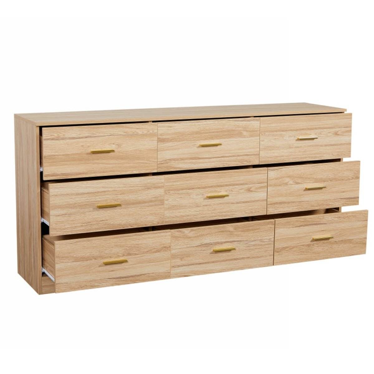 Modern Natural Engineered Wood 9-Drawer Dresser - Sleep Galleria