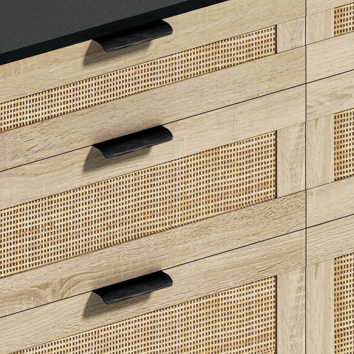 Modern Natural Rattan 6-Drawer MDF Dresser - Sleep Galleria