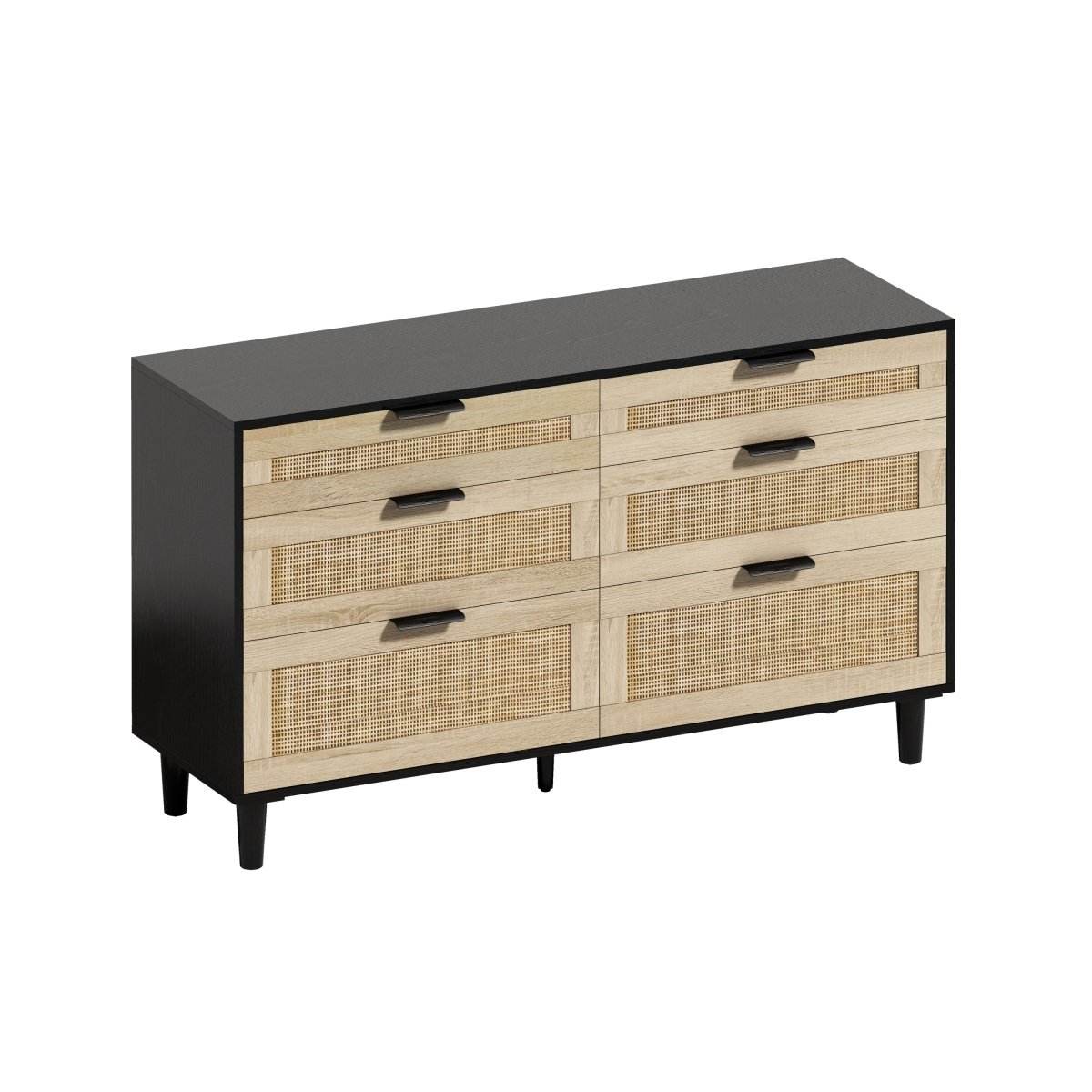 Modern Natural Rattan 6-Drawer MDF Dresser - Sleep Galleria