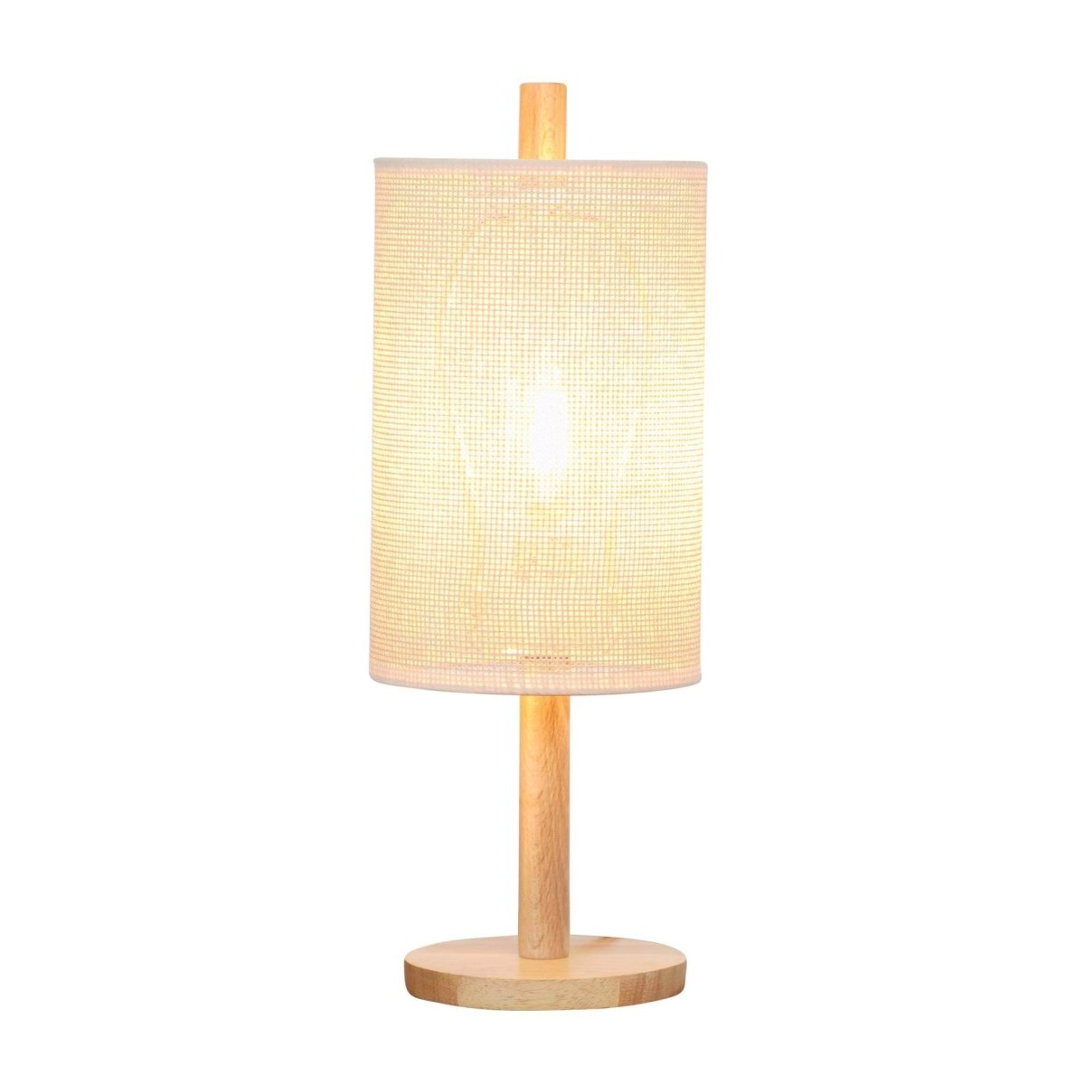 Modern Oak Wood Table Lamp With Paper Rattan Shade - Sleep Galleria