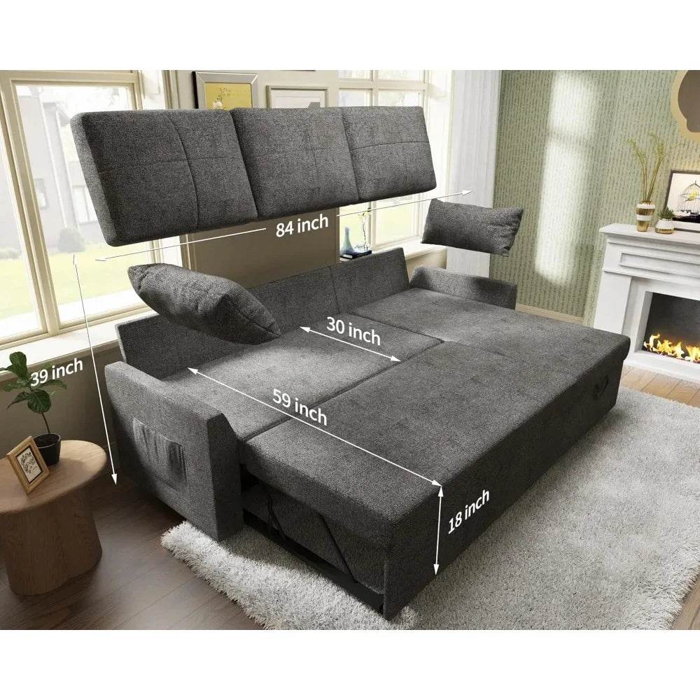Modern Sleeper Sofa Bed With Storage Chaise - Omega Lifestyles