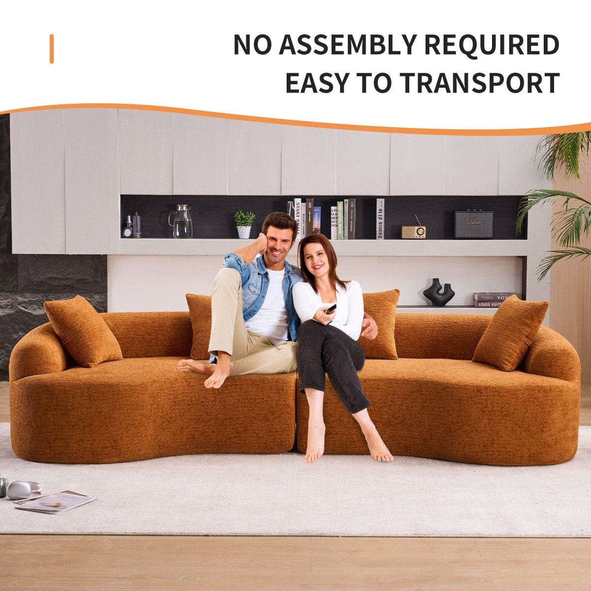 Orange Curved Foam Spring 4 - Seat Modular Sofa - Dreamtide - Omega Lifestyles