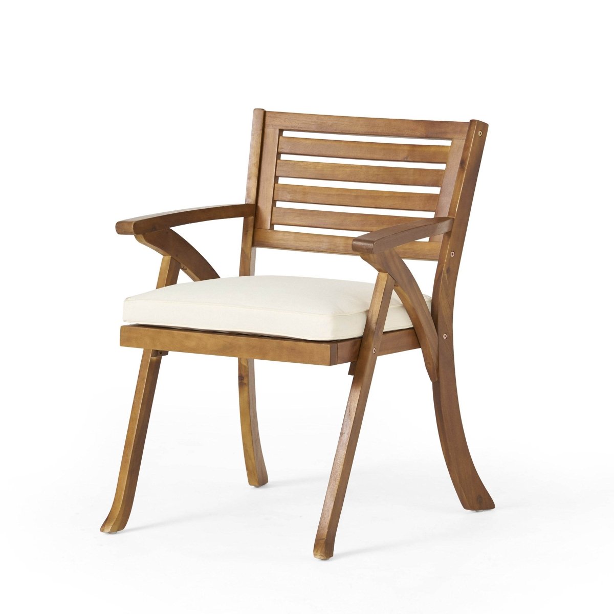 Pair Of Acacia Wood Outdoor Dining Armchairs With Cushions - Dreamtide - Omega Lifestyles