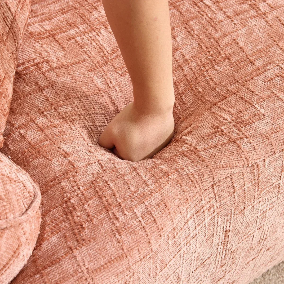 Pink Curved Medium-Soft Chenille 4-Seat Sofa - Omega Lifestyles