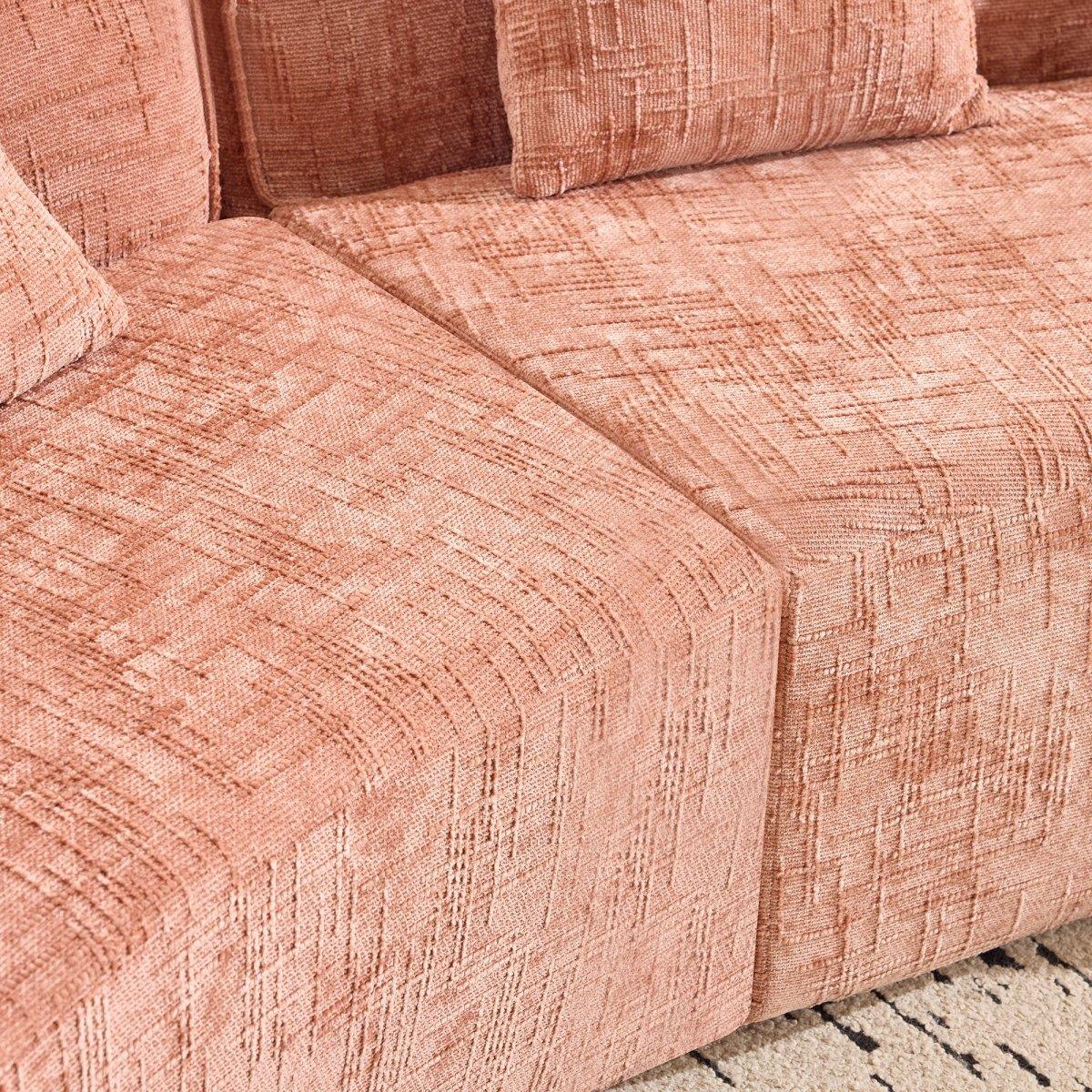 Pink Curved Medium-Soft Chenille 4-Seat Sofa - Omega Lifestyles