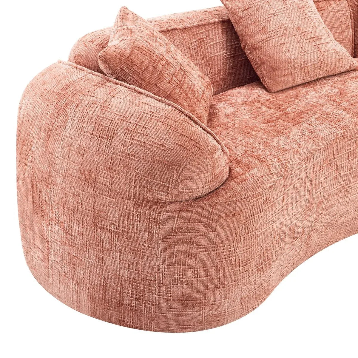 Pink Curved Medium-Soft Chenille 4-Seat Sofa - Omega Lifestyles