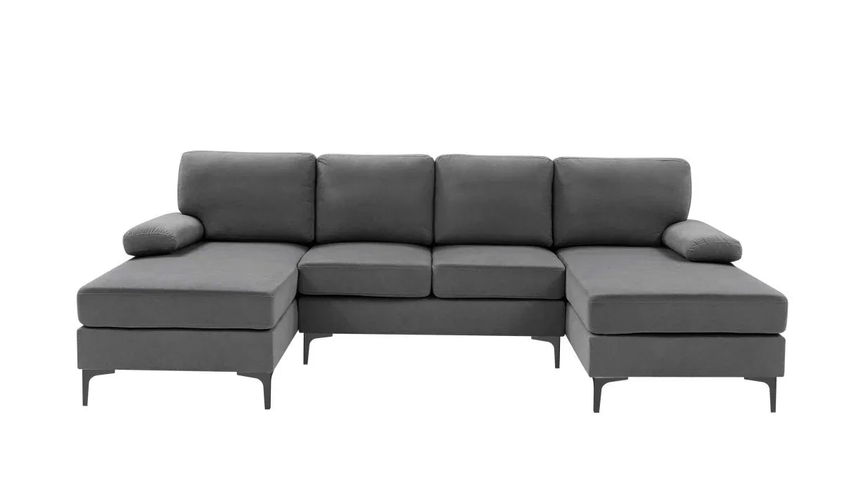 Polyester Blend Dark Gray U-Shape Sectional Sofa - Omega Lifestyles