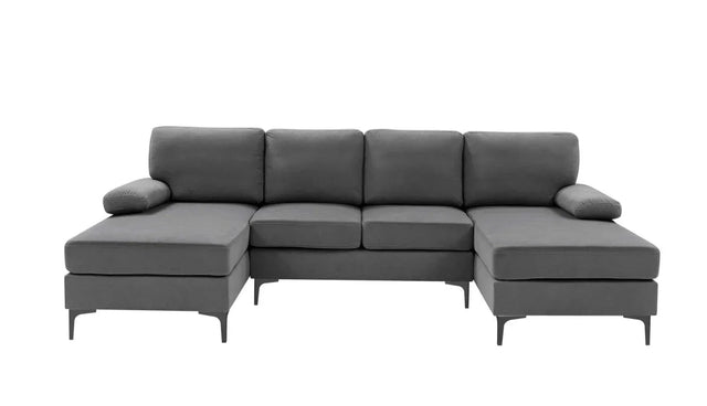 Polyester Blend Dark Gray U-Shape Sectional Sofa - Omega Lifestyles