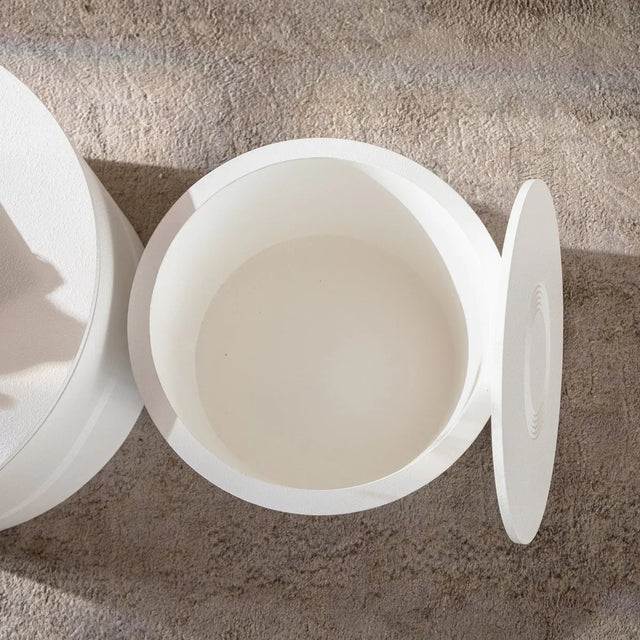 Set Of 2 White Round Modern MDF Coffee Tables With Storage - Omega Lifestyles