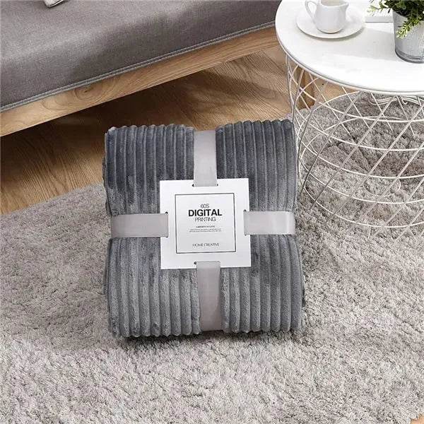 Soft Warm Striped Coral Fleece Blanket - Sleep Galleria