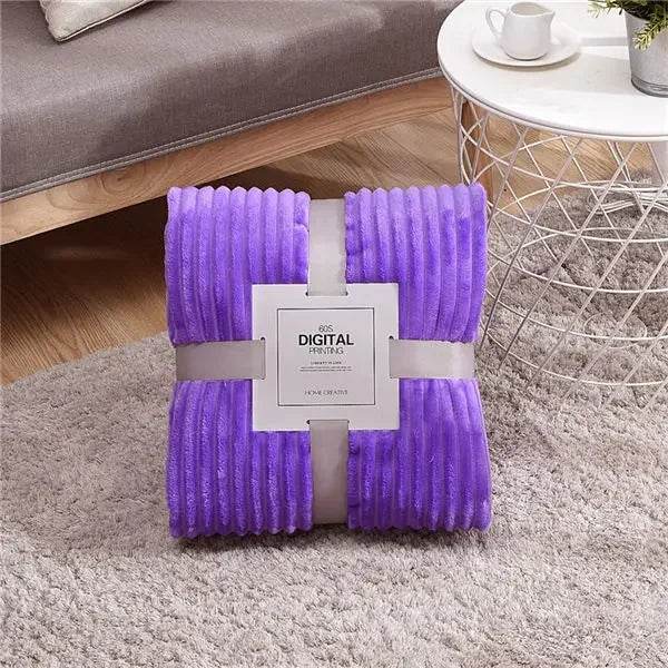 Soft Warm Striped Coral Fleece Blanket - Sleep Galleria
