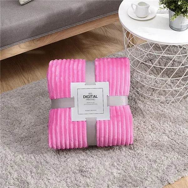 Soft Warm Striped Coral Fleece Blanket - Sleep Galleria