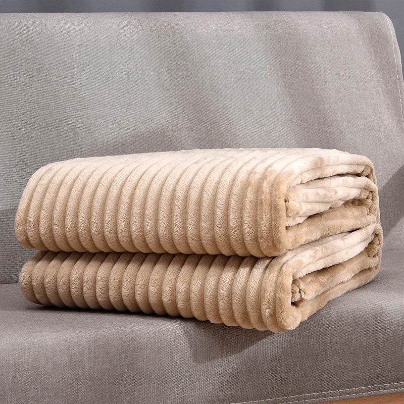 Soft Warm Striped Coral Fleece Blanket - Sleep Galleria