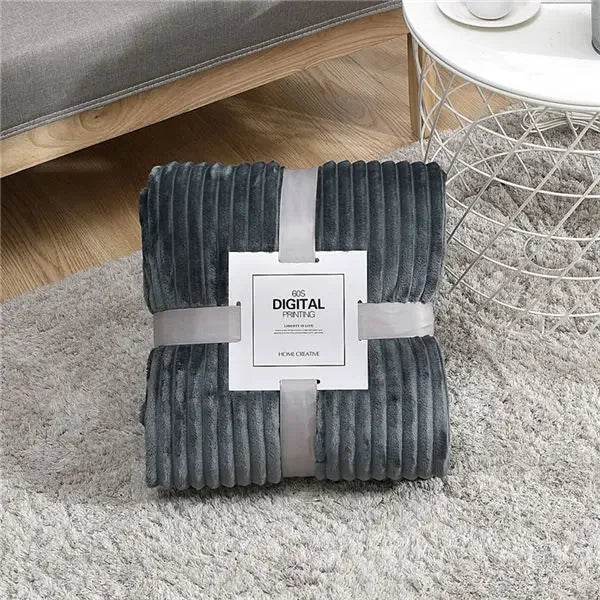 Soft Warm Striped Coral Fleece Blanket - Sleep Galleria