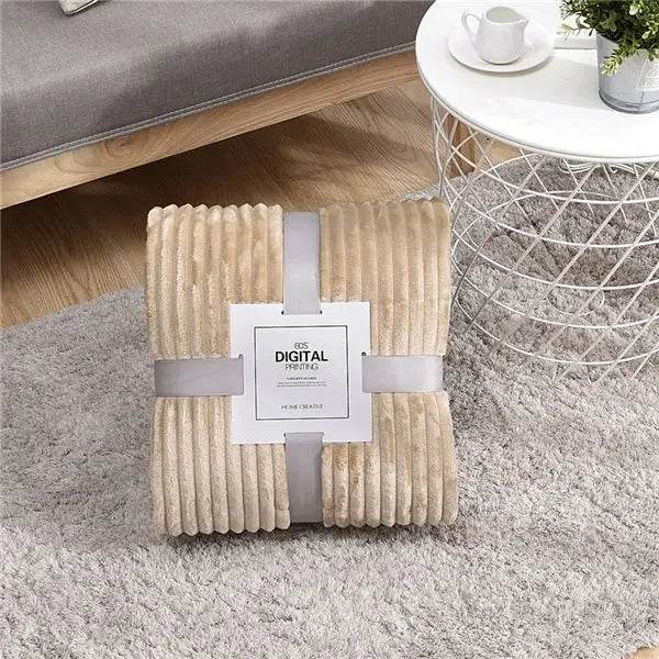 Soft Warm Striped Coral Fleece Blanket - Sleep Galleria