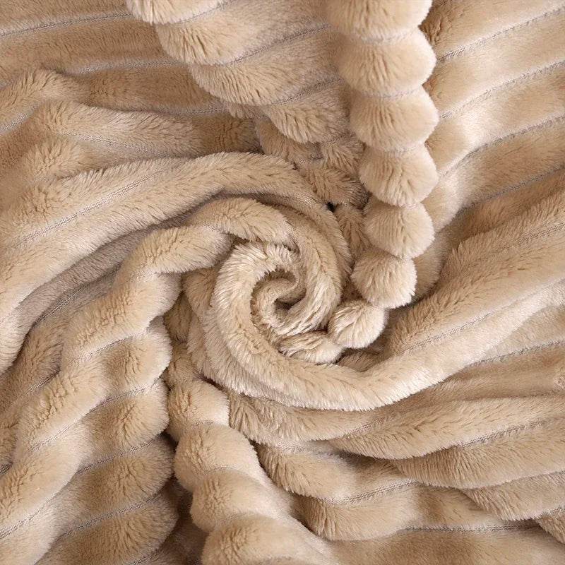Soft Warm Striped Coral Fleece Blanket - Sleep Galleria