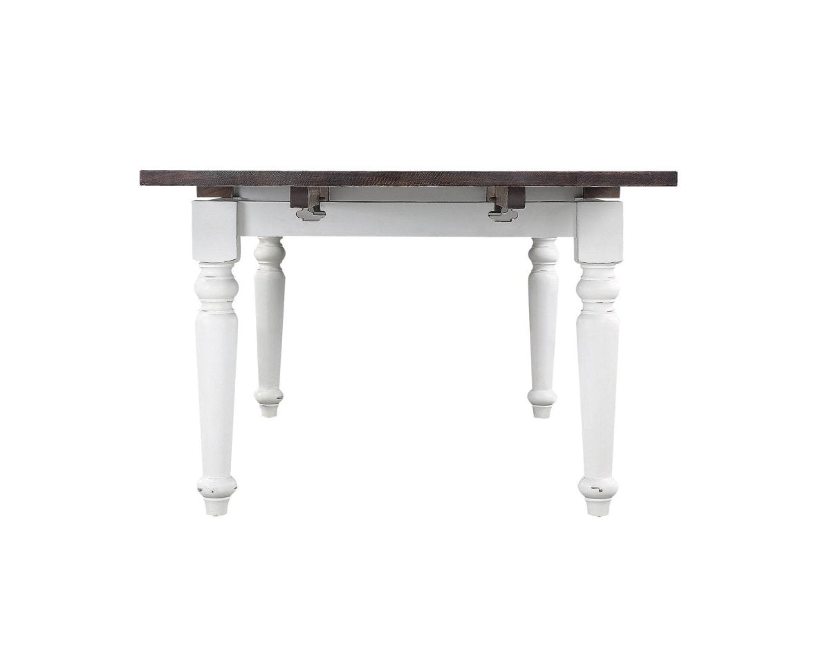 Solid Wood Brown And White Extendable Dining Table - Dreamtide - Omega Lifestyles