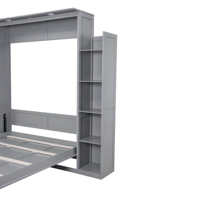 Space-Saving Queen Murphy Bed With Shelves And LED Lights - Omega Lifestyles