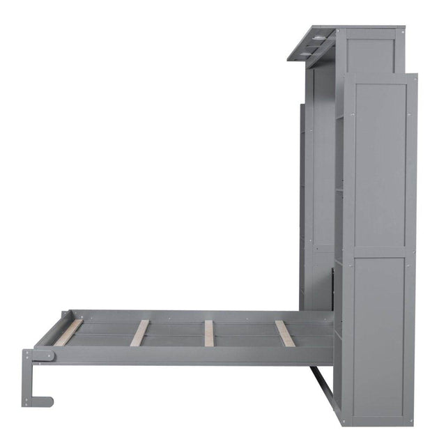 Space-Saving Queen Murphy Bed With Shelves And LED Lights - Omega Lifestyles