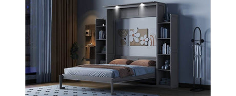 Space-Saving Queen Murphy Bed With Shelves And LED Lights - Sleep Galleria