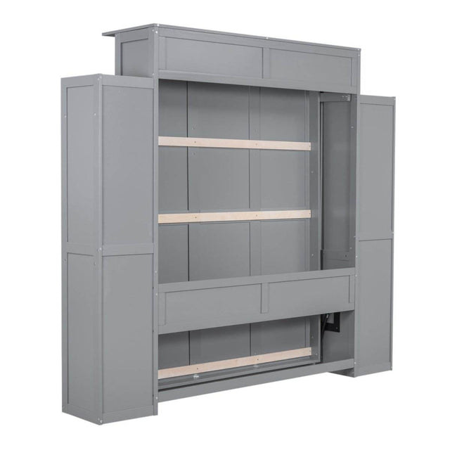 Space-Saving Queen Murphy Bed With Shelves And LED Lights - Omega Lifestyles