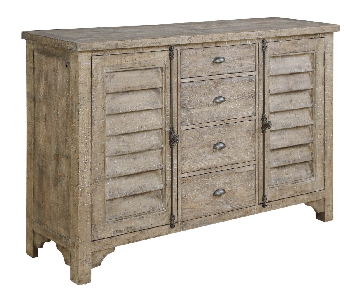 Taupe Engineered Wood Louvred Door Buffet Cabinet - Dreamtide - Omega Lifestyles