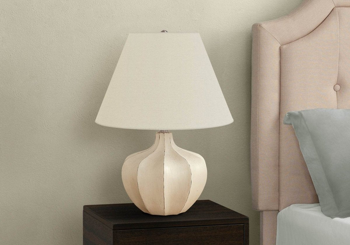 Transitional Cream Resin Gourd Base Table Lamp - Sleep Galleria