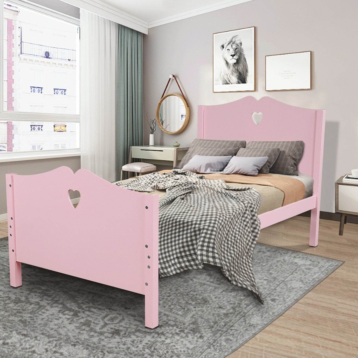 Twin Solid Wood Pink Platform Bed Frame - Dreamtide - Omega Lifestyles