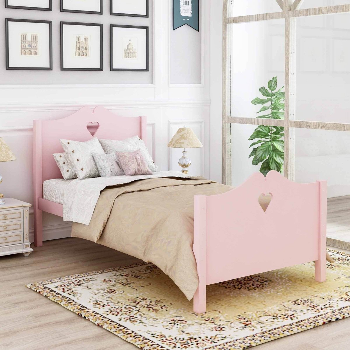 Twin Solid Wood Pink Platform Bed Frame - Dreamtide - Omega Lifestyles