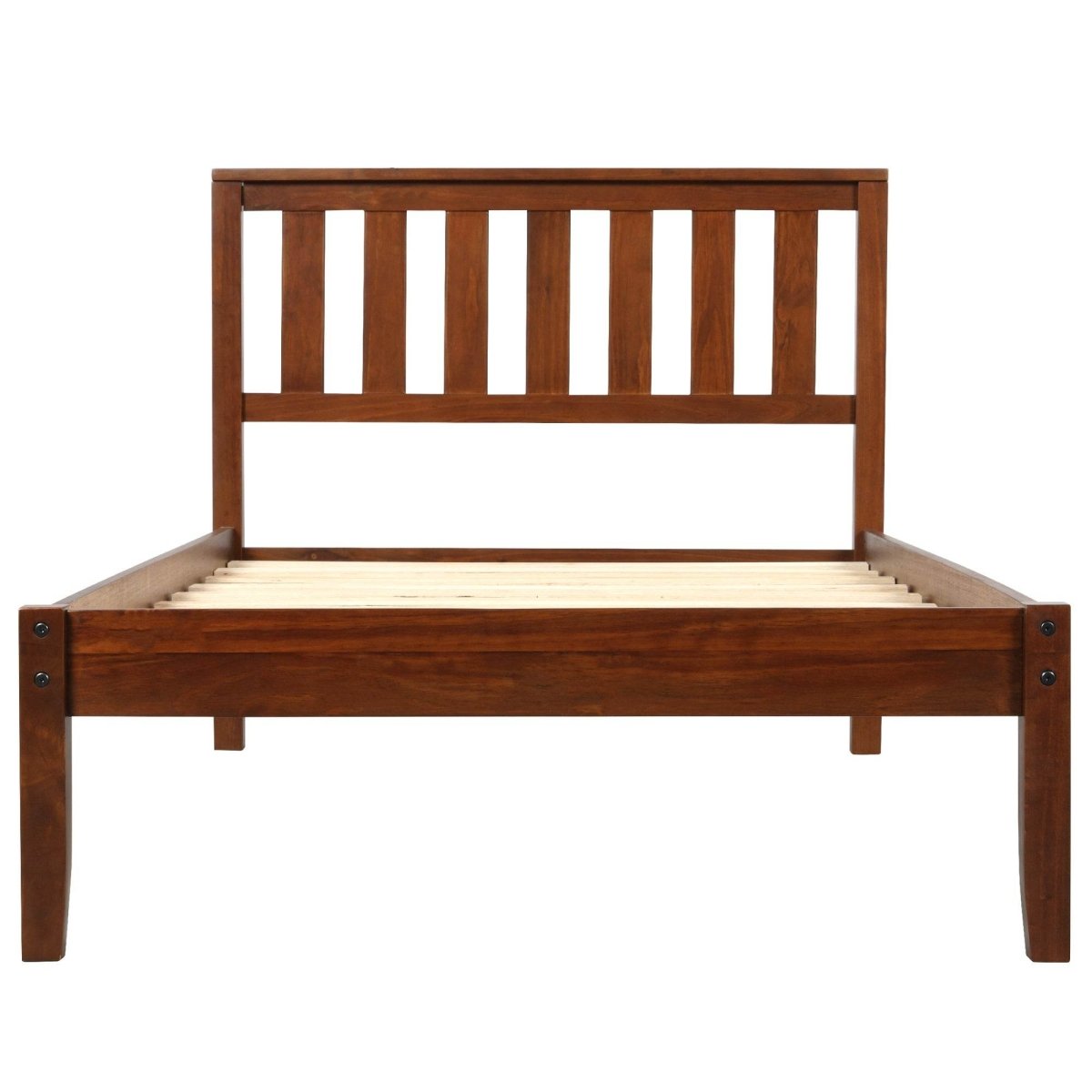 Twin Solid Wood Walnut Platform Bed With Headboard - Dreamtide - Omega Lifestyles
