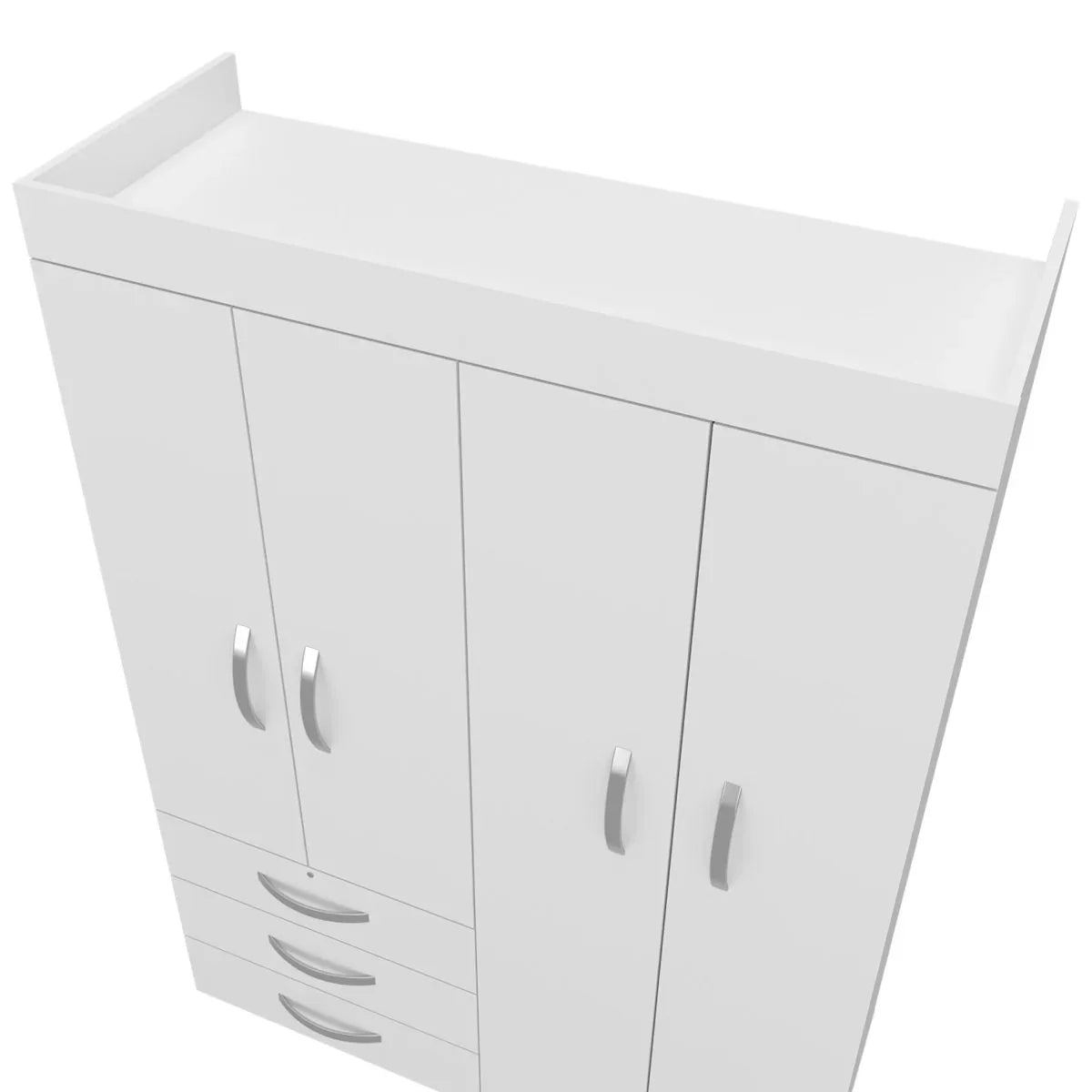 White Engineered Wood 4-Door Mobile Armoire Cabinet - Omega Lifestyles