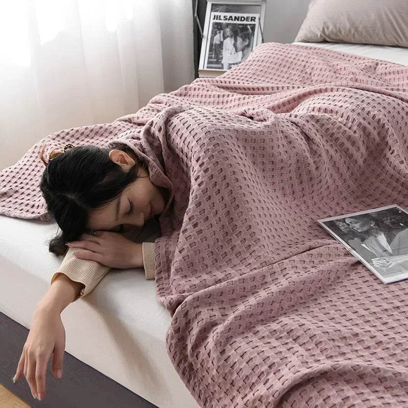 100% Cotton Summer Waffle Knit Breathable Blanket - Sleep Galleria