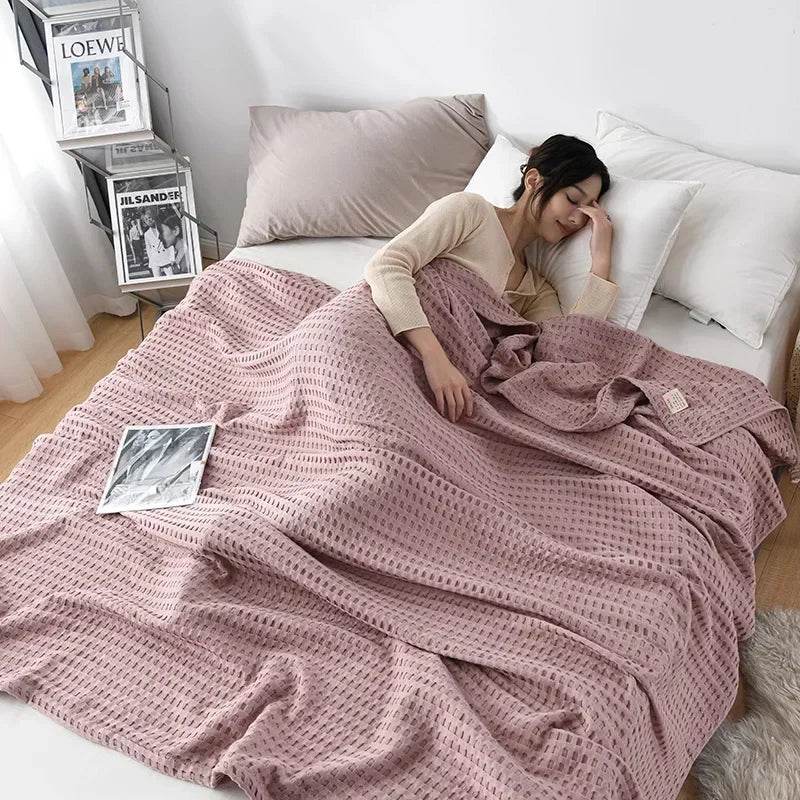 100% Cotton Summer Waffle Knit Breathable Blanket - Sleep Galleria