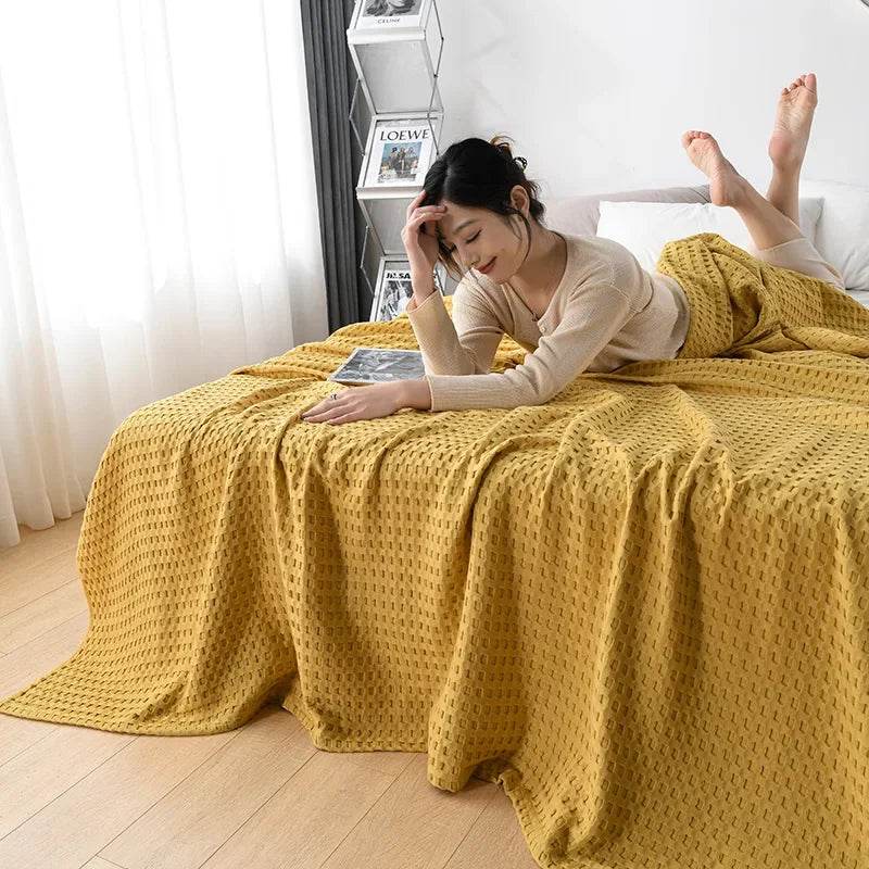 100% Cotton Summer Waffle Knit Breathable Blanket - Sleep Galleria