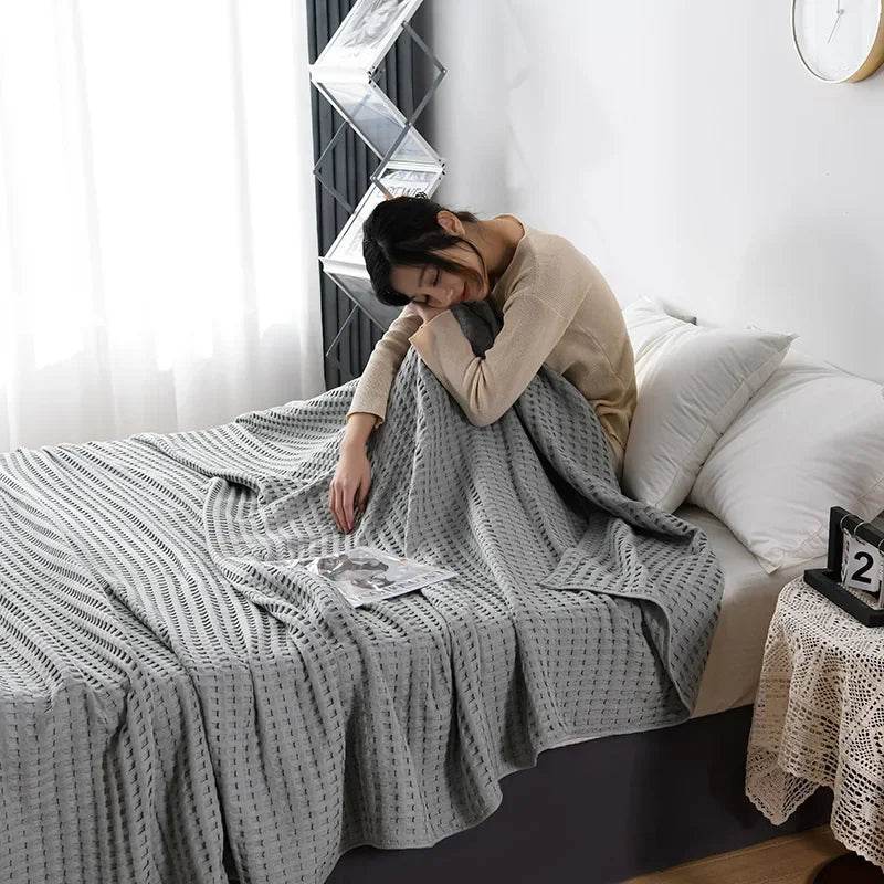 100% Cotton Summer Waffle Knit Breathable Blanket - Sleep Galleria
